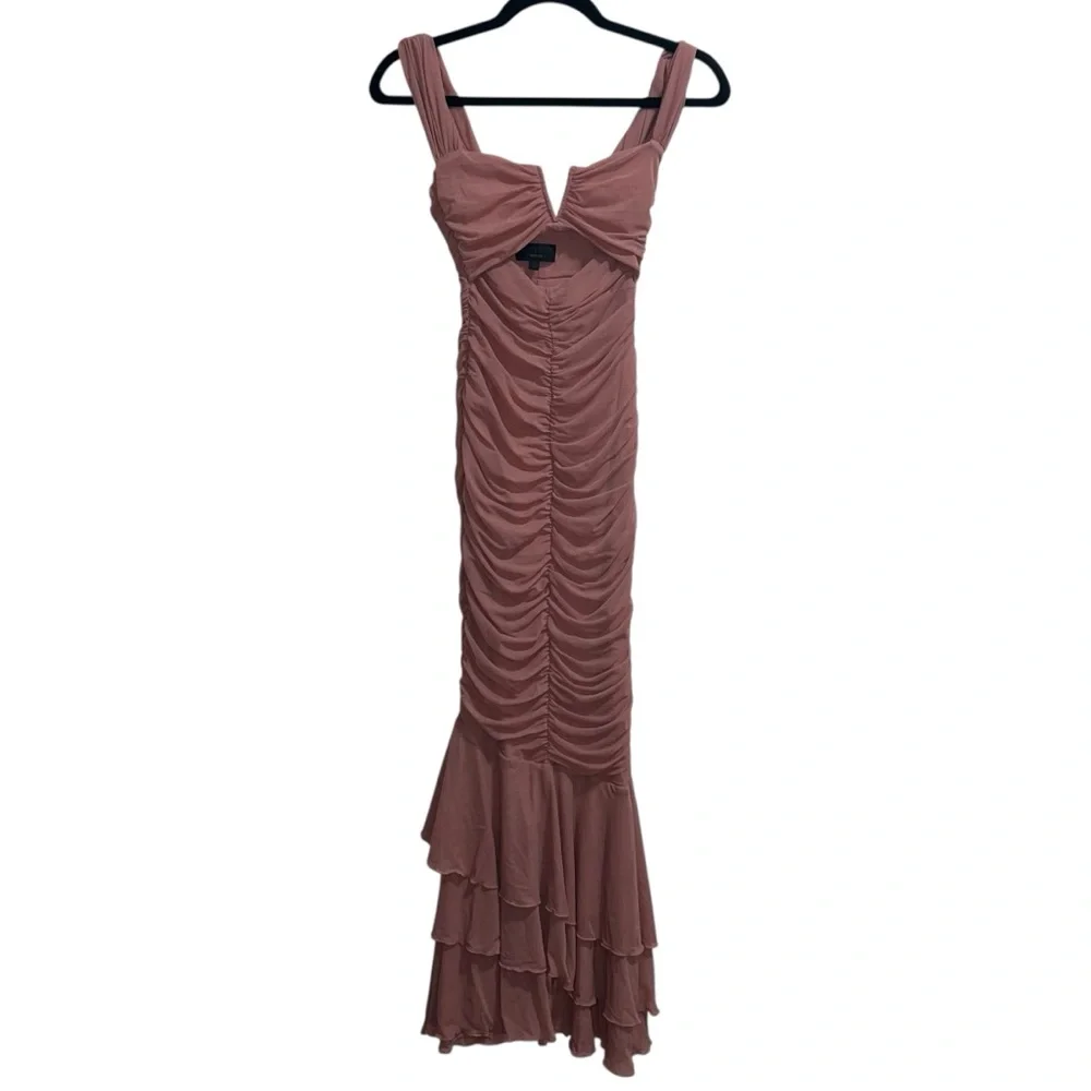 Michael Costello X Revolve Hilary Ruched Gown In Blush Pink